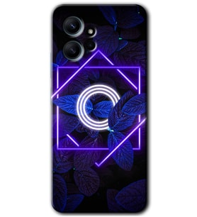 Redmi Note 12 4G Kılıf HD Desen Baskılı Kılıf - Dark Neon Yaprak O Harfi