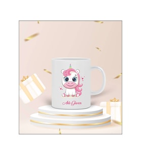 Kişiye Özel Bebek Unicorn Tasarımlı Kupa Bardak (Beyaz)