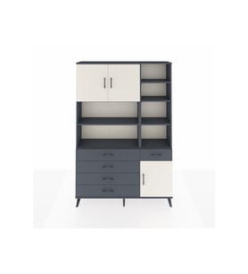 Arges Dolap 9 Raflı 5 Çekmeceli 3 Kapaklı 132x30x195 Antrasit-Aytaşı/Antrasit
