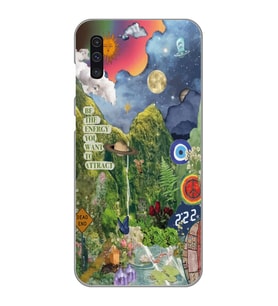 Samsung Galaxy A50 - A30S Uyumlu Doğa Kolaj Aesthetic Tasarımlı Şeffaf Telefon Kılıfı