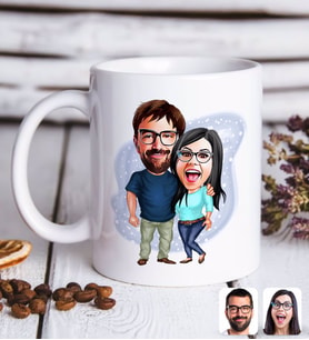 BK Gift Kişiye Özel Sevgililer Karikatürlü Beyaz Kupa Bardak-109