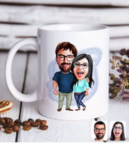 BK Gift Kişiye Özel Sevgililer Karikatürlü Beyaz Kupa Bardak-109