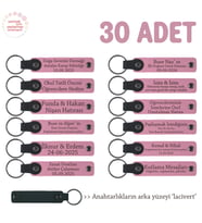 Pembe & Laci, Mezuniyet Sonrası Sınıfa Toplu Hediye, 30'lu Set, Kişiye Özel Yazılı Deri Anahtarlık