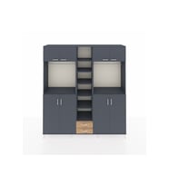 Hyperion Dolap 14 Raflı 2 Çekmeceli 2 Askılı 220x44x243 Antrasit-Antrasit/Çam