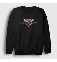 Presmono Unisex Siyah Heart Bon Jovi Sweatshirt 20183tt