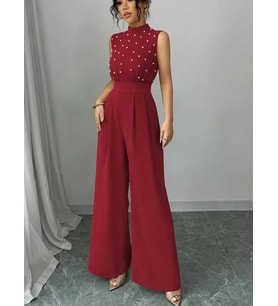 Kadın Balıkçı Yaka Kolsuz Incili Beli Kuşaklı Uzun Janjan Tulum