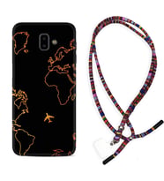 Samsung J6 Plus J7 Prime J7 Pro M20 Kılıf Boyun Asklı Rasta Silikon Harita ve Uçak 1777