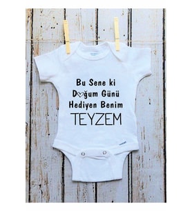 Unisex Bebek Beyaz Baskılı Body Zıbın