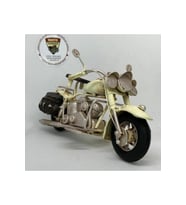 Krem Yan Çantalı Metal Motosiklet Biblo - El Yapımı Retro