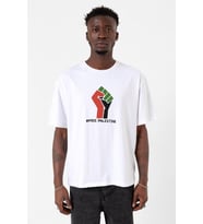 Hand Free Palestine Beyaz Erkek Oversize Tshirt