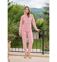 Kadın 3726-26 Fitilli Polar Pijama Takımı PEMBE