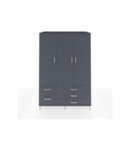 Kronos Dolap 5 Raflı 5 Çekmeceli Tek Askılı 132x59x195 Antrasit-Antrasit/Antrasit