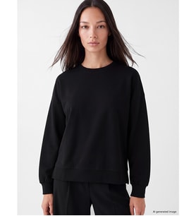 LC WAIKIKI Siyah Oversize Soft Touch Kadın Sweatshirt