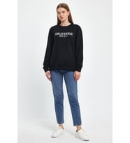Kadın Bisiklet Yaka Rahat Kalıp 3 iplik Kalın Californıa Baskılı  Sweatshirt SPR24SWK32 (Siyah)