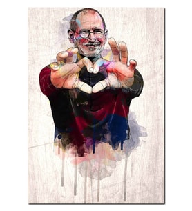 Ahşap Tablo Steve Jobs Kalp Görsel (25x35 Cm Boyut)