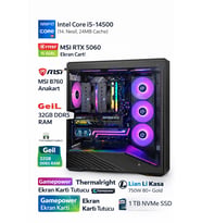 i5-14500 32GB RAM 1TB SSD RTX 5060 Masaüstü Oyuncu ve İş Bilgisayarı