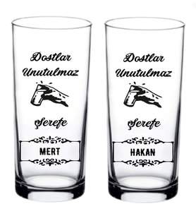 Kişiye Özel Dostlar Arkadaş Şerefe Baskılı Rakı ve Meşrubat Bardağı