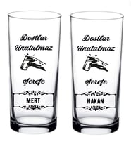 Kişiye Özel Dostlar Arkadaş Şerefe Baskılı Rakı ve Meşrubat Bardağı