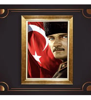 Altın Varaklı Çerçeveli Paspartulu Atatürk Tablo nl02A317 (Gold)