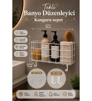 Beyaz Tekli Yapışkanlı Banyo Sepet Düzenleyici Organizer