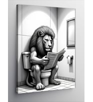 Kanvas Tablo Gazete Okuyan Aslan