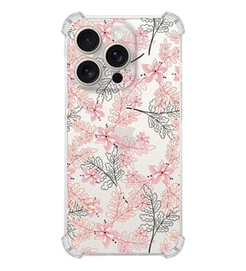 PrintiFy Apple iPhone 15 Pro Max (Kamera Korumalı) Uyumlu Köşe Korumalı Floral Kırmızı Kılıf