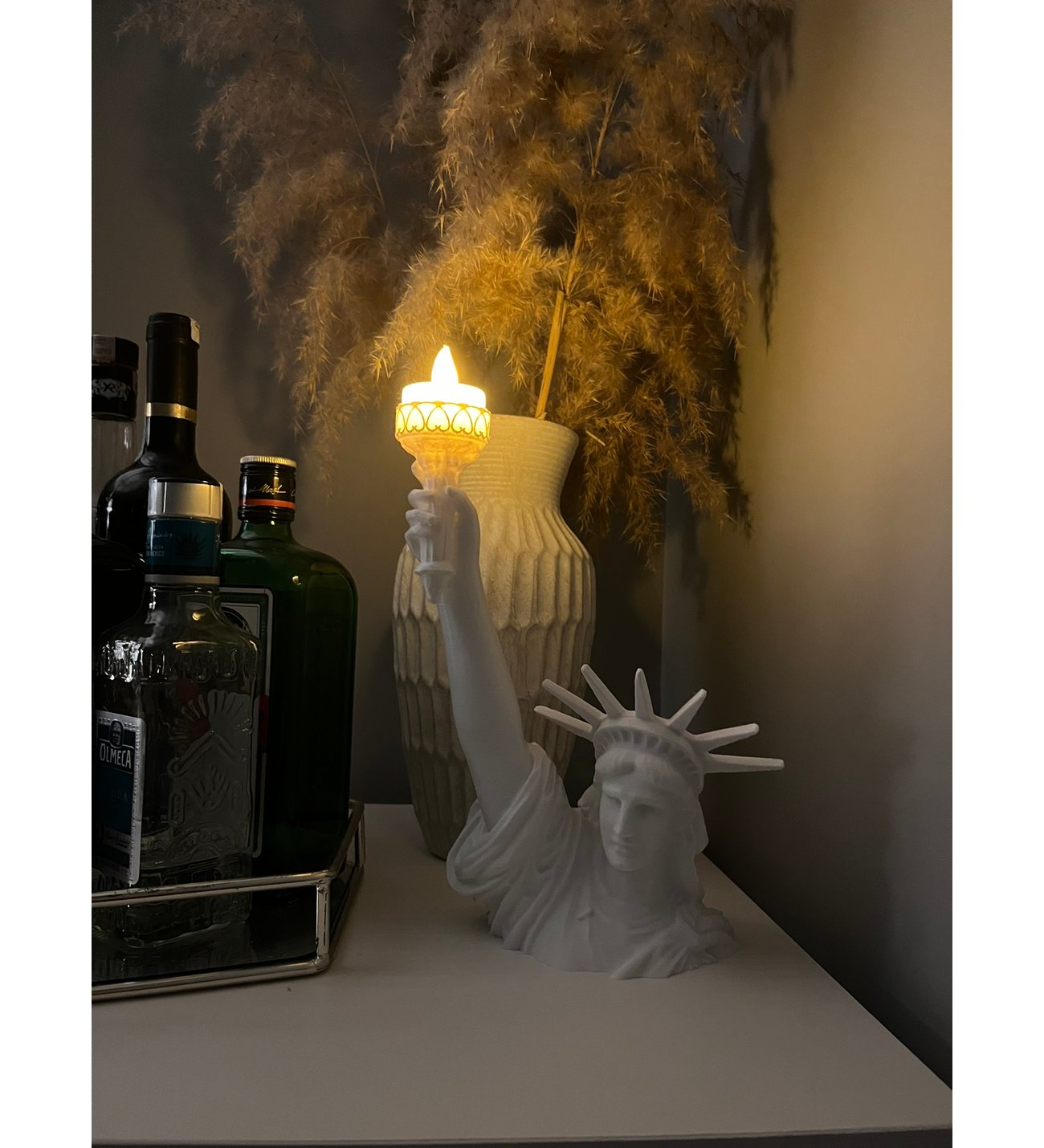 Özgürlük Heykeli Dekoratif Tealight Mum Tutucu Dekoratif Özgürlük