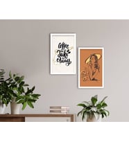 BK Home Coffee Tasarımlı Dekoratif 2'li Ahşap Beyaz Çerçeveli Tablo-3