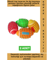 Dayanıklı Evcil Hayvan İlgi Çekici Renk Sesli Masaj Etkili Dikenli Köpek Diş Kaşıma Oyun Topu 2 Adet