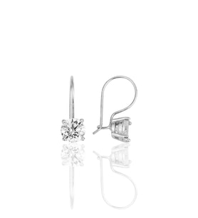 Söğütlü Silver Gümüş rodyumlu çengelli 6 mm zirkon tek taş küpe