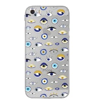 PrintiFy Iphone 5 ile Uyumlu Nazar Boncuğu 2 Baskılı Kamera Korumalı Şeffaf Silikon Kılıf