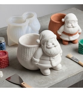 Sepetli Noel Baba Silikon Kalıp 8*9*8 Cm