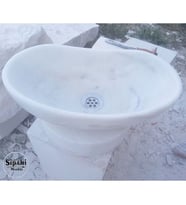 Sipahi Marble Afyon Beyaz Mermer Elips Mini Lavabo