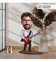 BK Gift Kişiye Özel Gitarist Karikatürlü Büyük Boy Ahşap Biblo-1 Arkadaşa Hediye , Sevgiliye Hediye, Kişiye Özel Biblolar