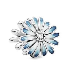Nur Silver Ajur Mavi Papatya Çiçek Gümüş Charm NUR-BL00288