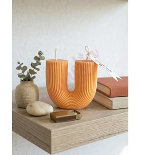 Mumelia Candles Antik Sütun - Doğal Soya Blok Dekoratif Mum - Turuncu