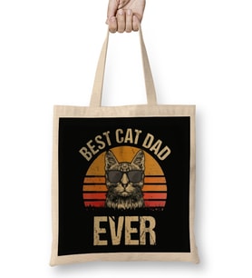 Funny Best Cat Dad Ever Cat Dad Father Vintage Gift Bez Çanta Uzun Saplı