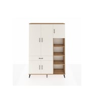 Arges Dolap 10 Raflı Tek Çekmeceli 5 Kapaklı 132x30x195 Çam-Aytaşı/Aytaşı