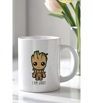 I Am Groot Tasarımlı 330ml Baskılı Beyaz Seramik Kupa Bardak