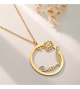 Minimalist Karahindiba İsim Kolye 925K Gümüş Sevgiliye Hediye (Gold)