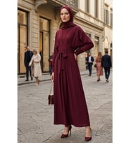 Yarasa Kol Modal Elbise 1700 - Bordo