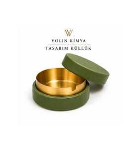 Yeşil Paslanmaz Çelik Kül Tablası, Beton Kapaklı, Şık ve Dayanıklı