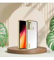 XİAOMİ REDMİ NOTE 8 YANLARI RENKLİ LENS KORUMALI LOGO GÖSTEREN MEGA KILIF GOLD