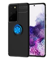 Newface Samsung Galaxy S21 Ultra Kılıf Range Yüzüklü Silikon - Siyah-Mavi