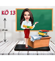 Kişiye Özel Ahşap Biblo - Kadın Öğretmen Karikatür Biblo - Öğretmen Biblo 13