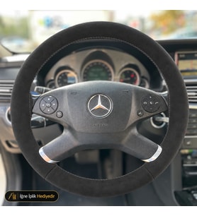Mercedes C W204 Dikme Direksiyon Kılıfı Alcantara Süet Monza Black LCI Style-Elegance-Fascination 2011-2014