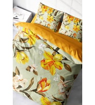 Lastikli Çarşaflı %100 Pamuk Saten Çift Kişilik Nevresim Takımı Excited Flowers