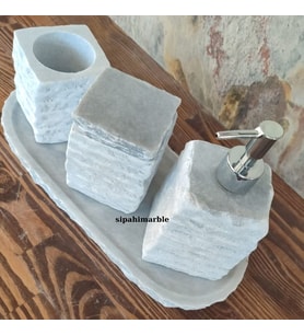 Gri Mermer 4/lü Şık Banyo Seti