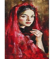 Kırmızılar İçinde Sayılarla Boyama Seti 40x50 cm (Tuvale Gerili)