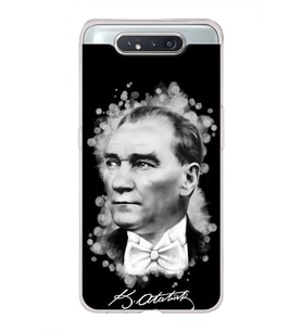 Samsung Galaxy A80 Uyumlu Kapak Atatürk Tasarımlı Şeffaf Silikon Kılıf